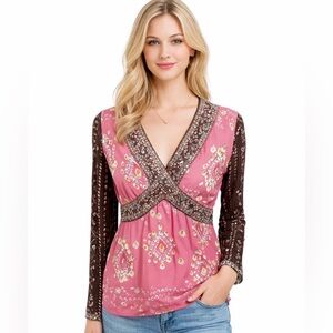 Silk chiffon beaded top Women's Top